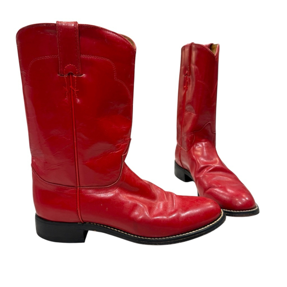 Vintage Tony Lama Red Leather Western Cowboy Boots 7.5